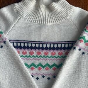 Tristan White Fair Isle Sweater-Size small